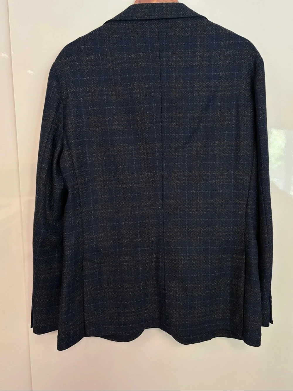 Men’s Luciano Barbera Dark Blue Plaid Sport Coat Size 52 (42 US) Made in Italy